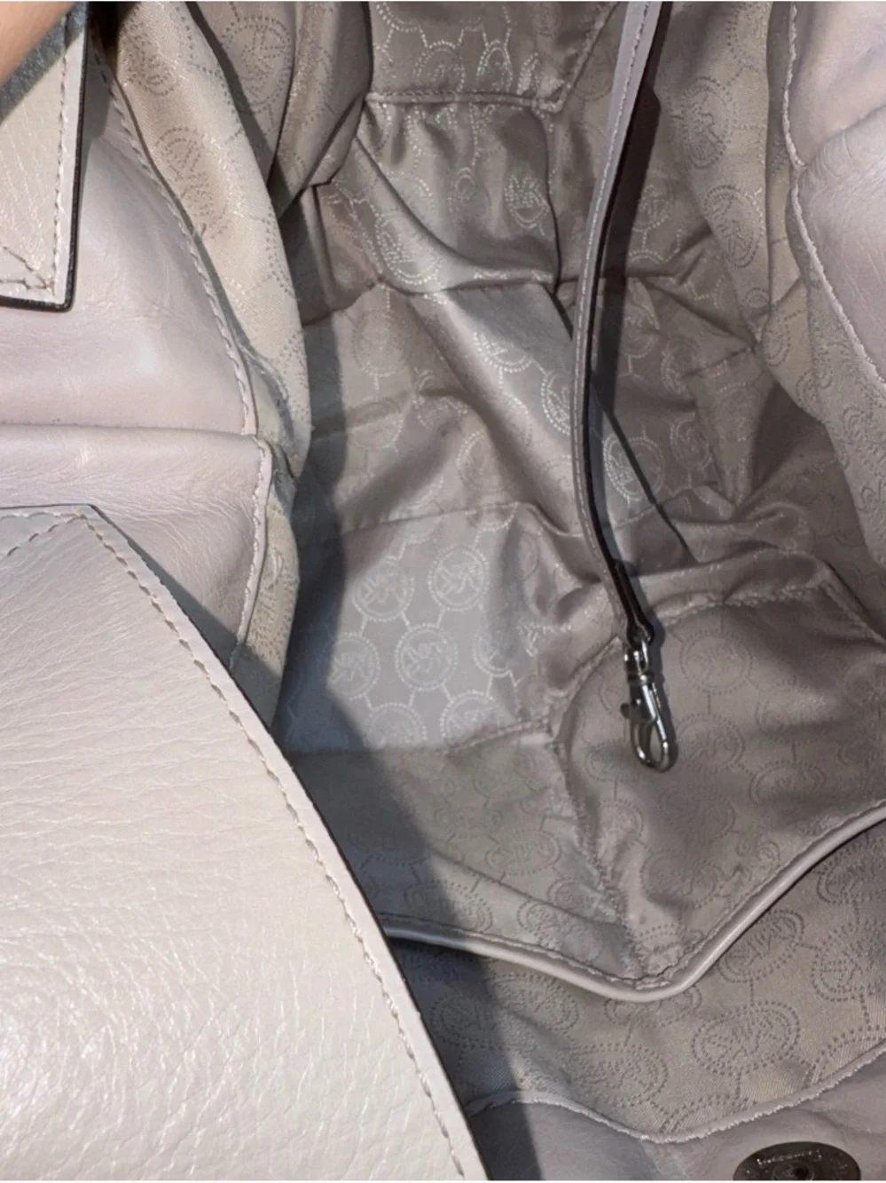 Michael Kors Soft Leather Shoulder Bag in Light Gray